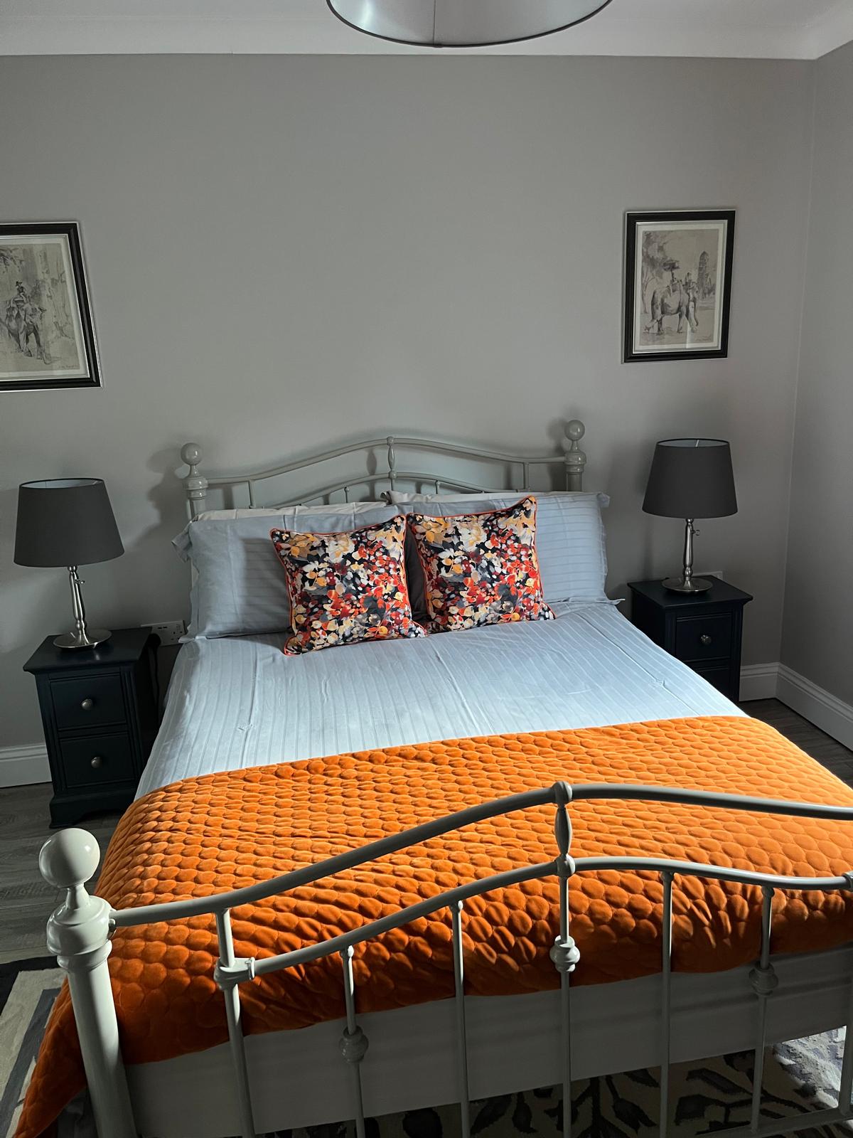 Double bedroom made up with fresh linen after a clean
